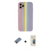 MARSİLYAN™- iPhone 11 Pro Kılıf Yadigar Çizgi - Siyah 6D Mat Seramik Hayalet Nano Ekran Koruyucu + Kırmızı Metal Kamera Lens Koruma Cam
