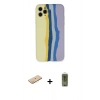MARSİLYAN™- iPhone 11 Pro Kılıf Yadigar Çizgi - Siyah Joko Magic 5D Hayalet Cam + Renkli Kamera Lens Koruma Cam - PE