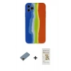 MARSİLYAN™- iPhone 11 Pro Kılıf Yadigar Çizgi - Siyah Mat Seramik Nano Ekran Koruyucu + Gold Shine Kamera Lens Koruma Cam
