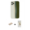 MARSİLYAN™- iPhone 11 Pro Kılıf Yadigar Çizgi - Siyah Mat Seramik Nano Ekran Koruyucu + Renkli Kamera Lens Koruma Cam - YL