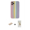 MARSİLYAN™- iPhone 11 Pro Kılıf Yadigar Çizgi - Siyah Mat Seramik Nano Ekran Koruyucu + Renkli Kamera Lens Koruma Cam - MI