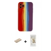 MARSİLYAN™- iPhone 11 Pro Kılıf Yadigar Çizgi - Siyah Mat Seramik Nano Ekran Koruyucu + Renkli Kamera Lens Koruma Cam - SI