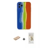 MARSİLYAN™- iPhone 11 Pro Kılıf Yadigar Çizgi - Siyah Mat Seramik Nano Ekran Koruyucu + Turuncu Renkli Kamera Lens Koruma Cam
