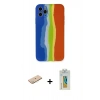 MARSİLYAN™- iPhone 11 Pro Kılıf Yadigar Çizgi - Siyah Polymer Nano Ekran Koruyucu + Renkli Kamera Lens Koruma Cam - SI