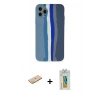 MARSİLYAN™- iPhone 11 Pro Kılıf Yadigar Çizgi - Siyah Polymer Nano Ekran Koruyucu + Renkli Kamera Lens Koruma Cam - PE