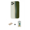 MARSİLYAN™- iPhone 11 Pro Kılıf Yadigar Çizgi - Siyah Polymer Nano Ekran Koruyucu + Renkli Kamera Lens Koruma Cam - SI