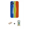 MARSİLYAN™- iPhone 11 Pro Kılıf Yadigar Çizgi - Siyah Polymer Nano Ekran Koruyucu + Renkli Kamera Lens Koruma Cam - MI