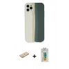 MARSİLYAN™- iPhone 11 Pro Kılıf Yadigar Çizgi - Siyah Polymer Nano Ekran Koruyucu + Renkli Kamera Lens Koruma Cam - YL