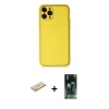 MARSİLYAN™- iPhone 11 Pro Kılıf Yadigar Klasik - Şeffaf 360 Full Body Arka Koruyucu + Renkli Kamera Lens Koruma Cam - YL