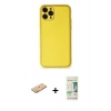 MARSİLYAN™- iPhone 11 Pro Kılıf Yadigar Klasik - Siyah 20D Premium Cam Ekran Koruyucu + Renkli Kamera Lens Koruma Cam - TU