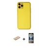 MARSİLYAN™- iPhone 11 Pro Kılıf Yadigar Klasik - Siyah 34D Hayalet Izgaralı Cam + Renkli Kamera Lens Koruma Cam - PE