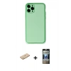 MARSİLYAN™- iPhone 11 Pro Kılıf Yadigar Klasik - Siyah 34D Hayalet Izgaralı Cam + Renkli Kamera Lens Koruma Cam - PE