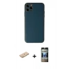 MARSİLYAN™- iPhone 11 Pro Kılıf Yadigar Klasik - Siyah 34D Hayalet Izgaralı Cam + Renkli Kamera Lens Koruma Cam - PE