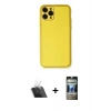 MARSİLYAN™- iPhone 11 Pro Kılıf Yadigar Klasik - Siyah 34D Hayalet Izgaralı Cam + Kamera Lens Koruma Cam - SF