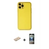 MARSİLYAN™- iPhone 11 Pro Kılıf Yadigar Klasik - Siyah 34D Hayalet Izgaralı Cam + Renkli Kamera Lens Koruma Cam - YL