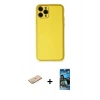 MARSİLYAN™- iPhone 11 Pro Kılıf Yadigar Klasik - Siyah 34D Izgaralı Cam + Renkli Kamera Lens Koruma Cam - SI