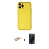 MARSİLYAN™- iPhone 11 Pro Kılıf Yadigar Klasik - Siyah 3D Antistatik Hayalet Cam Ekran Koruyucu + Renkli Kamera Lens Koruma Cam - PE