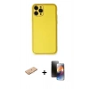 MARSİLYAN™- iPhone 11 Pro Kılıf Yadigar Klasik - Siyah 3D Antistatik Mat Seramik Nano Ekran Koruyucu + Renkli Kamera Lens Koruma Cam - TU