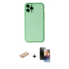 MARSİLYAN™- iPhone 11 Pro Kılıf Yadigar Klasik - Siyah 3D Antistatik Mat Seramik Nano Ekran Koruyucu + Renkli Kamera Lens Koruma Cam - TU