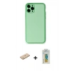 MARSİLYAN™- iPhone 11 Pro Kılıf Yadigar Klasik - Siyah Polymer Nano Ekran Koruyucu + Pembe Renkli Kamera Lens Koruma Cam