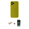 MARSİLYAN™- iPhone 11 Pro Kılıf Yadigar Yansıma Serisi - Şeffaf 360 Full Body Arka Koruyucu + Renkli Kamera Lens Koruma Cam - TU