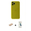 MARSİLYAN™- iPhone 11 Pro Kılıf Yadigar Yansıma Serisi - Şeffaf Pasifik Cam Ekran Koruyucu + Renkli Kamera Lens Koruma Cam - TU