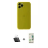 MARSİLYAN™- iPhone 11 Pro Kılıf Yadigar Yansıma Serisi - Siyah 20D Premium Cam Ekran Koruyucu + Kamera Lens Koruma Cam - SF