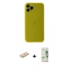 MARSİLYAN™- iPhone 11 Pro Kılıf Yadigar Yansıma Serisi - Siyah 20D Premium Cam Ekran Koruyucu + Mavi Renkli Kamera Lens Koruma Cam
