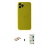 MARSİLYAN™- iPhone 11 Pro Kılıf Yadigar Yansıma Serisi - Siyah 20D Premium Cam Ekran Koruyucu + Renkli Kamera Lens Koruma Cam - YL