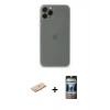 MARSİLYAN™- iPhone 11 Pro Kılıf Yadigar Yansıma Serisi - Siyah 34D Hayalet Izgaralı Cam + Renkli Kamera Lens Koruma Cam - MI