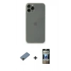 MARSİLYAN™- iPhone 11 Pro Kılıf Yadigar Yansıma Serisi - Siyah 34D Hayalet Izgaralı Cam + Shine Kamera Lens Koruma Cam - GD