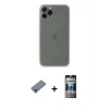 MARSİLYAN™- iPhone 11 Pro Kılıf Yadigar Yansıma Serisi - Siyah 34D Hayalet Izgaralı Cam + Shine Kamera Lens Koruma Cam - GI
