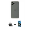 MARSİLYAN™- iPhone 11 Pro Kılıf Yadigar Yansıma Serisi - Siyah 34D Izgaralı Cam + Kamera Lens Koruma Cam - SF