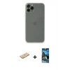 MARSİLYAN™- iPhone 11 Pro Kılıf Yadigar Yansıma Serisi - Siyah 34D Izgaralı Cam + Renkli Kamera Lens Koruma Cam - SI
