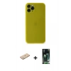 MARSİLYAN™- iPhone 11 Pro Kılıf Yadigar Yansıma Serisi - Siyah 360 Mat Full Body Arka Koruyucu + Renkli Kamera Lens Koruma Cam - YL