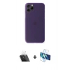 MARSİLYAN™- iPhone 11 Pro Kılıf Yadigar Yansıma Serisi - Siyah 3D Antistatik Cam Ekran Koruyucu + Kamera Lens Koruma Cam - SF