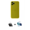 MARSİLYAN™- iPhone 11 Pro Kılıf Yadigar Yansıma Serisi - Siyah 3D Antistatik Cam Ekran Koruyucu + Kamera Lens Koruma Cam - SF