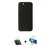 MARSİLYAN™- iPhone 11 Pro Kılıf Yadigar Yansıma Serisi - Siyah 3D Antistatik Cam Ekran Koruyucu + Kamera Lens Koruma Cam - SF