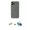 MARSİLYAN™- iPhone 11 Pro Kılıf Yadigar Yansıma Serisi - Siyah 3D Antistatik Cam Ekran Koruyucu + Renkli Kamera Lens Koruma Cam - TU