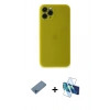 MARSİLYAN™- iPhone 11 Pro Kılıf Yadigar Yansıma Serisi - Siyah 3D Antistatik Cam Ekran Koruyucu + Shine Kamera Lens Koruma Cam - MI