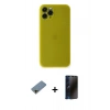 MARSİLYAN™- iPhone 11 Pro Kılıf Yadigar Yansıma Serisi - Siyah 3D Antistatik Hayalet Cam Ekran Koruyucu + Shine Kamera Lens Koruma Cam - GD