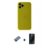 MARSİLYAN™- iPhone 11 Pro Kılıf Yadigar Yansıma Serisi - Siyah 3D Antistatik Hayalet Cam Ekran Koruyucu + Shine Kamera Lens Koruma Cam - PE