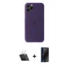 MARSİLYAN™- iPhone 11 Pro Kılıf Yadigar Yansıma Serisi - Siyah 3D Antistatik Hayalet Cam Ekran Koruyucu + Kamera Lens Koruma Cam - SF