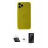 MARSİLYAN™- iPhone 11 Pro Kılıf Yadigar Yansıma Serisi - Siyah 3D Antistatik Hayalet Cam Ekran Koruyucu + Kamera Lens Koruma Cam - SF