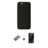 MARSİLYAN™- iPhone 11 Pro Kılıf Yadigar Yansıma Serisi - Siyah 3D Antistatik Hayalet Cam Ekran Koruyucu + Shine Kamera Lens Koruma Cam - MI