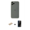 MARSİLYAN™- iPhone 11 Pro Kılıf Yadigar Yansıma Serisi - Siyah 3D Antistatik Hayalet Cam Ekran Koruyucu + Renkli Kamera Lens Koruma Cam - PE