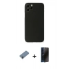 MARSİLYAN™- iPhone 11 Pro Kılıf Yadigar Yansıma Serisi - Siyah 3D Antistatik Hayalet Cam Ekran Koruyucu + Shine Kamera Lens Koruma Cam - SABE