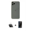 MARSİLYAN™- iPhone 11 Pro Kılıf Yadigar Yansıma Serisi - Siyah 3D Antistatik Hayalet Cam Ekran Koruyucu + Kamera Lens Koruma Cam - SF