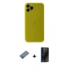 MARSİLYAN™- iPhone 11 Pro Kılıf Yadigar Yansıma Serisi - Siyah 3D Antistatik Hayalet Cam Ekran Koruyucu + Shine Kamera Lens Koruma Cam - MI