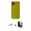 MARSİLYAN™- iPhone 11 Pro Kılıf Yadigar Yansıma Serisi - Siyah 3D Antistatik Mat Seramik Nano Ekran Koruyucu + Renkli Kamera Lens Koruma Cam - SI